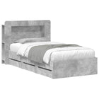 Bed Frame with Storage Concrete Grey 75 x 190 cm Engineered Wood
