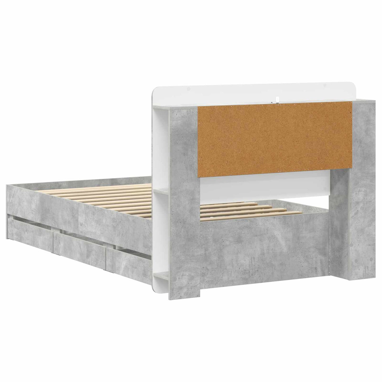 Bedframe met opslag Betongrijs 75 x 190 cm Bewerkt hout