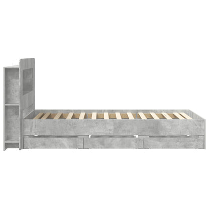 Bedframe met opslag Betongrijs 75 x 190 cm Bewerkt hout