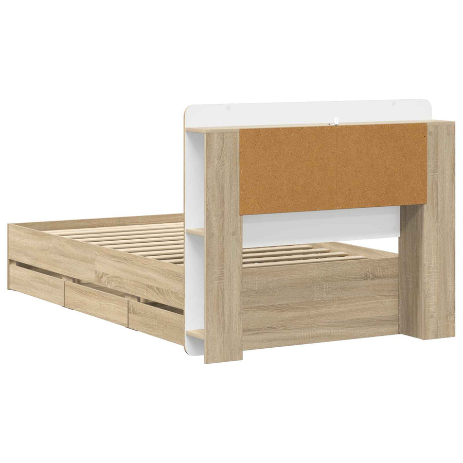 Bedframe met opslag Sonoma Eiken 75 x 190 cm Bewerkt hout