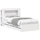 Storage bed frame with headboard White 75 x 190 cm Engineered wood