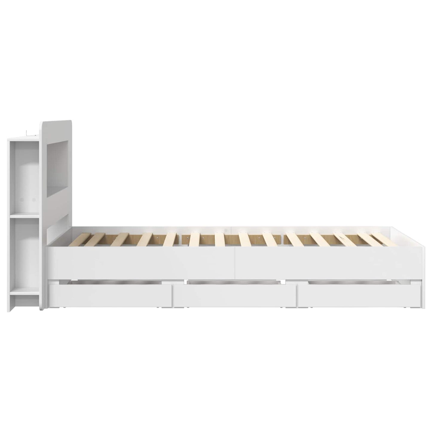 Bedframe met opslag met hoofdeinde Wit 75 x 190 cm Bewerkt hout