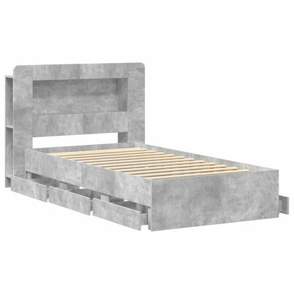 Bedframe met opslag Betongrijs 80 x 200 cm Bewerkt hout