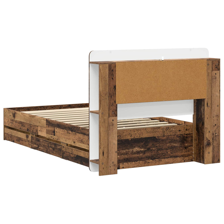 Bedframe met opslag met lade Oud hout 80 x 200 cm Bewerkt hout