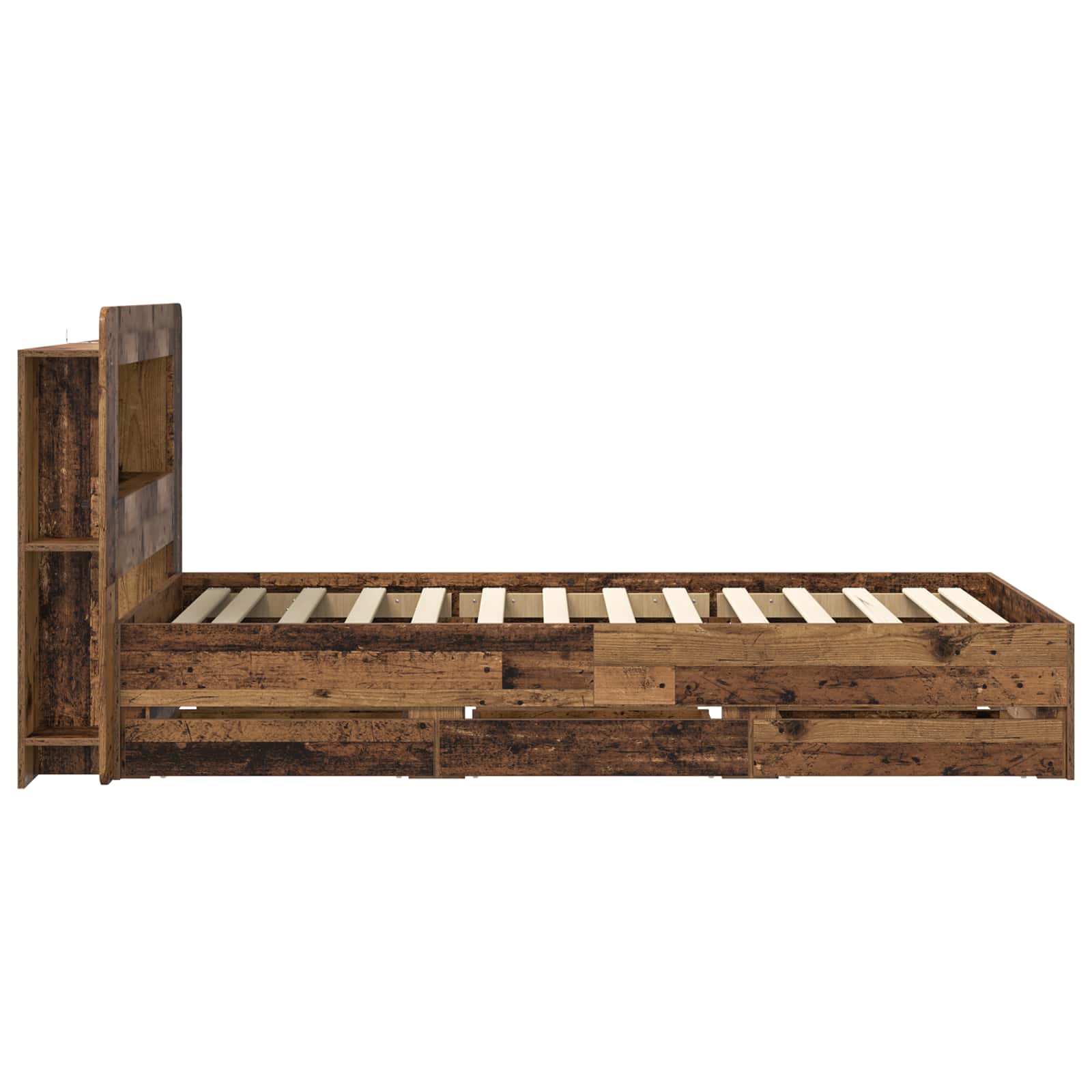Bedframe met opslag met lade Oud hout 80 x 200 cm Bewerkt hout