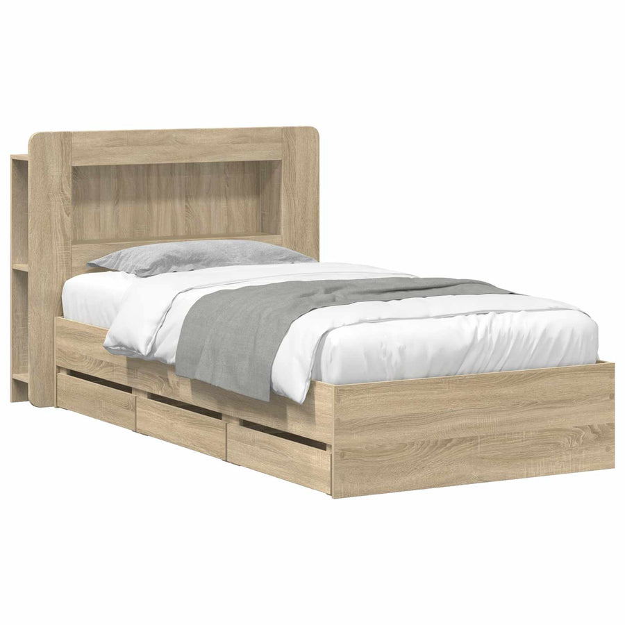 Bedframe met opslag Sonoma Eiken 80 x 200 cm Bewerkt hout