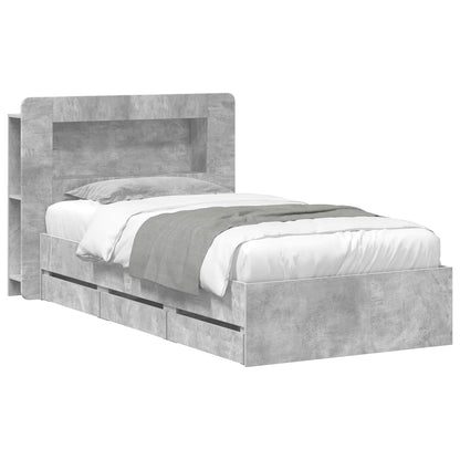 Bedframe met opslag Betongrijs 90 x 190 cm Bewerkt hout