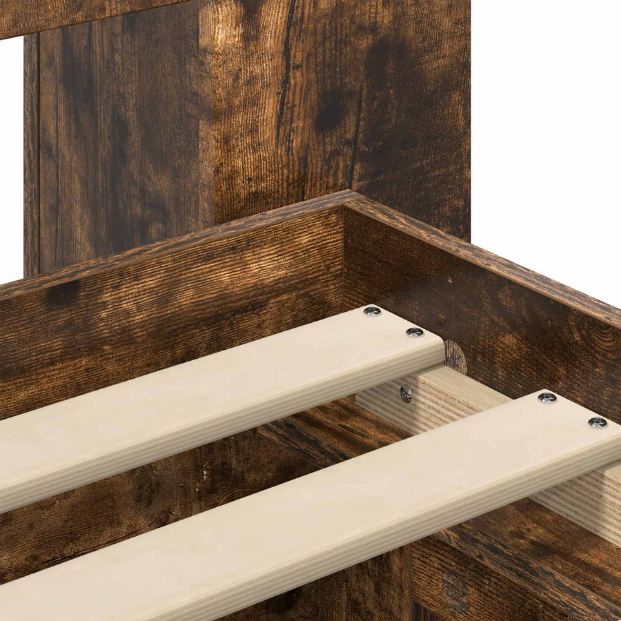 Bedframe met opslag Gerookt eiken 100 x 200 cm Bewerkt hout
