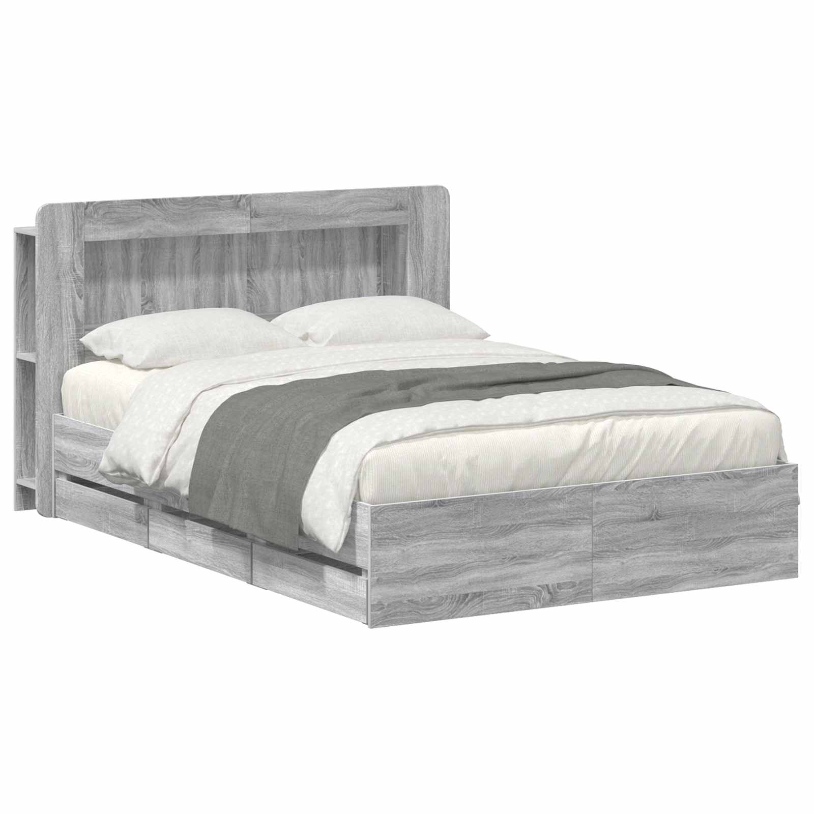 Bedframe met opslag Grijs Sonoma 140 x 200 cm Bewerkt hout
