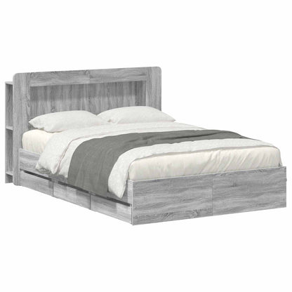 Bedframe met opslag Grijs Sonoma 140 x 200 cm Bewerkt hout
