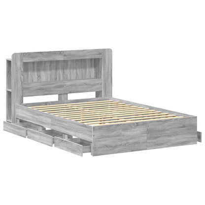 Bedframe met opslag Grijs Sonoma 140 x 200 cm Bewerkt hout