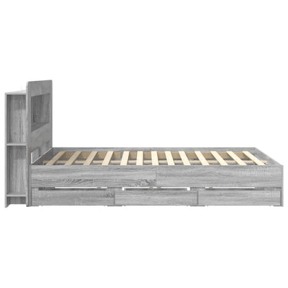 Bedframe met opslag Grijs Sonoma 140 x 200 cm Bewerkt hout