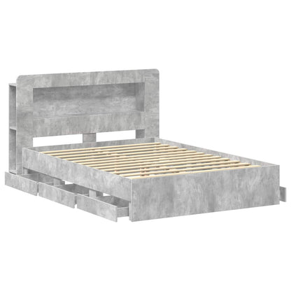 Bedframe met opslag Betongrijs 150 x 200 cm Bewerkt hout