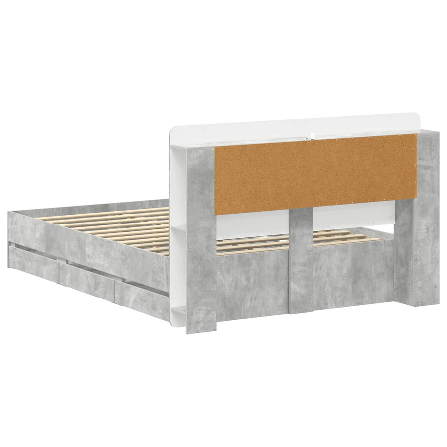 Bedframe met opslag Betongrijs 150 x 200 cm Bewerkt hout
