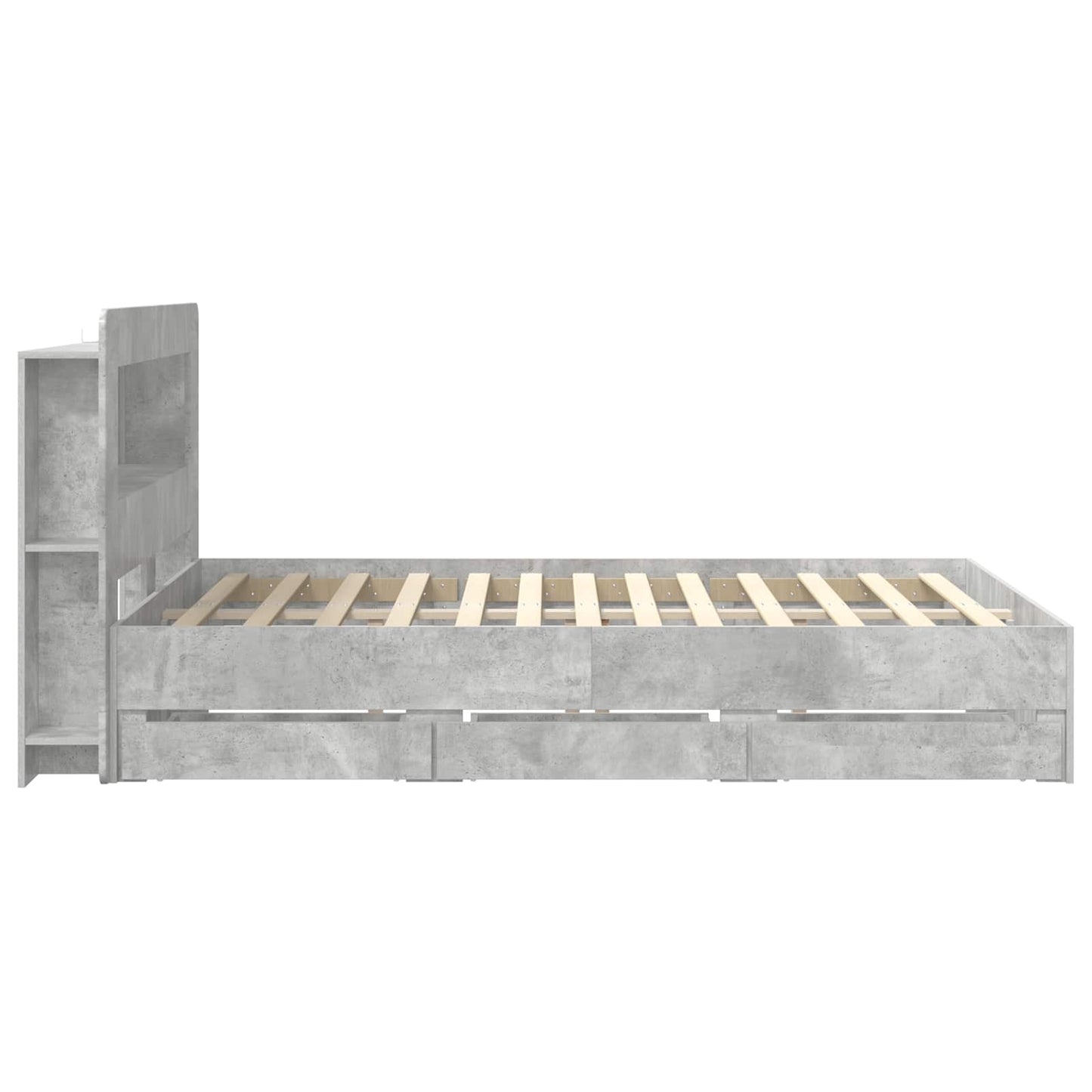 Bedframe met opslag Betongrijs 150 x 200 cm Bewerkt hout