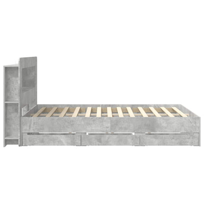 Bedframe met opslag Betongrijs 150 x 200 cm Bewerkt hout