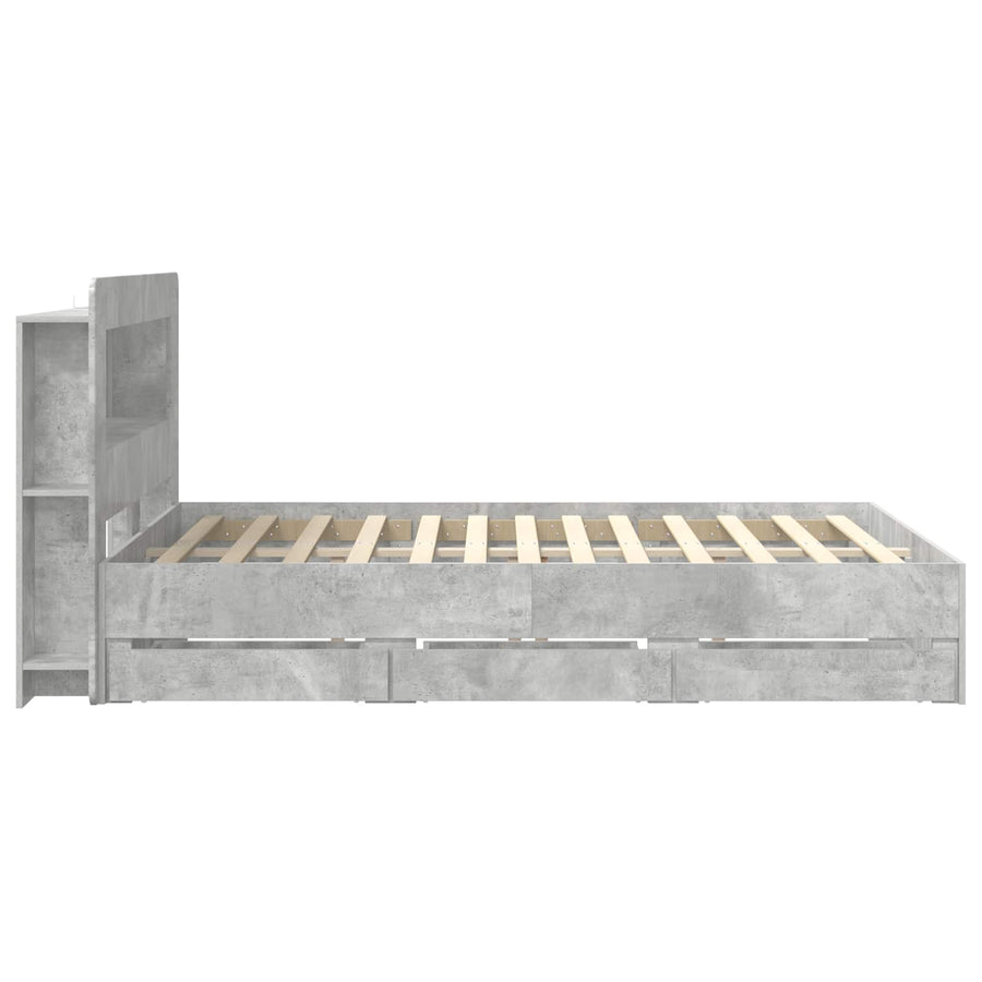 Bedframe met opslag Betongrijs 150 x 200 cm Bewerkt hout