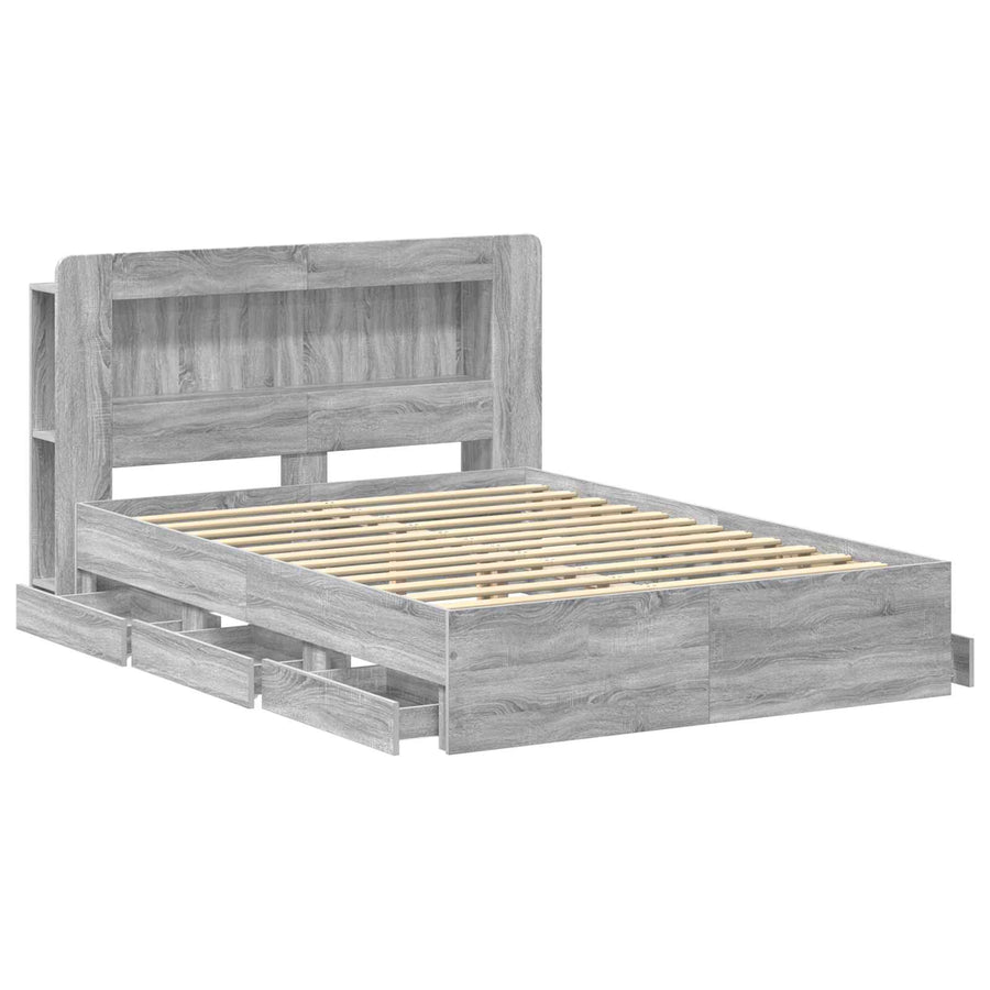Bedframe met opslag Grijs Sonoma 150 x 200 cm Bewerkt hout