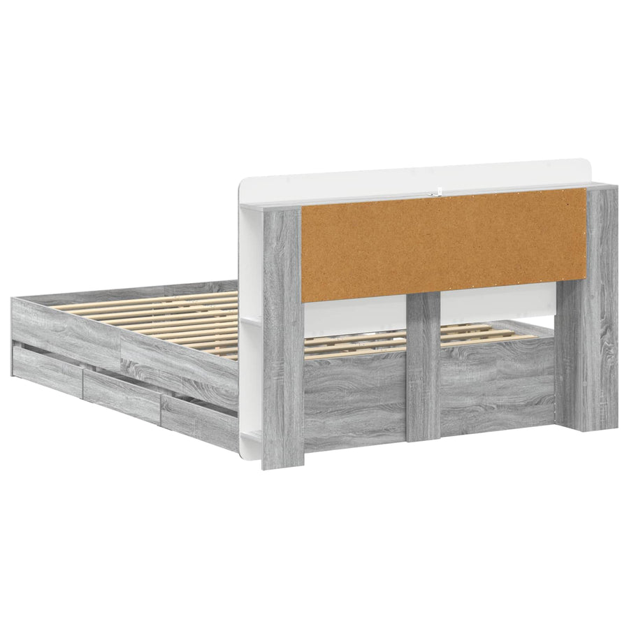 Bedframe met opslag Grijs Sonoma 150 x 200 cm Bewerkt hout