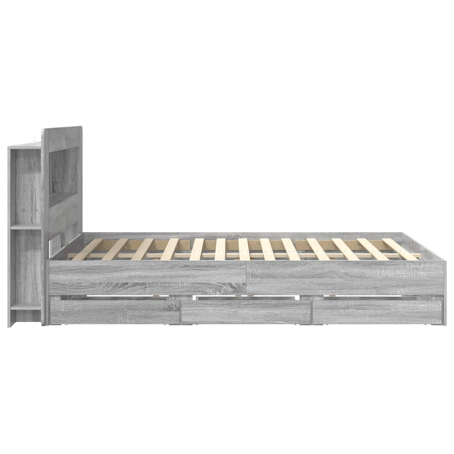 Bedframe met opslag Grijs Sonoma 150 x 200 cm Bewerkt hout