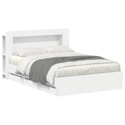 Bedframe met opslag 150 x 200 cm wit bewerkt hout