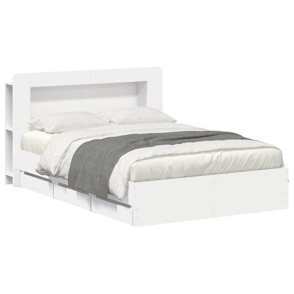Bedframe met opslag Wit 150 x 200 cm Bewerkt hout