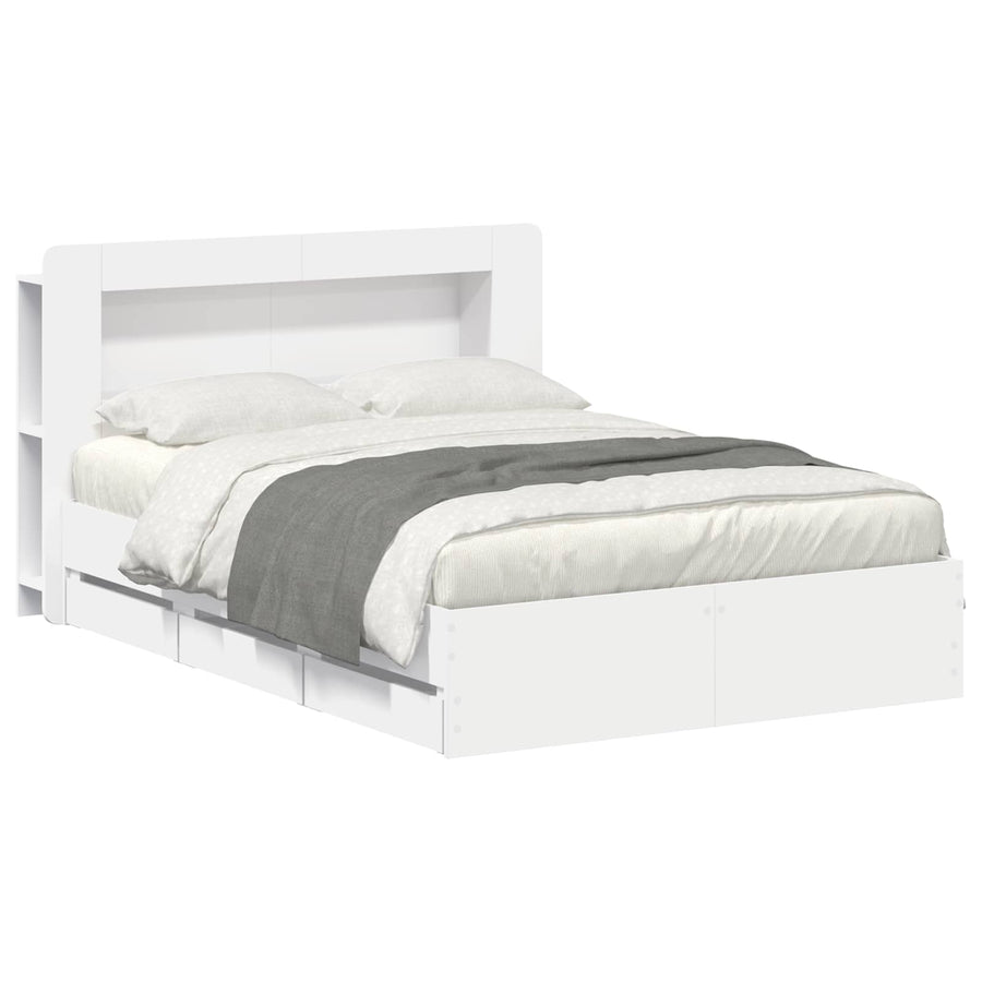 Bedframe met opslag Wit 150 x 200 cm Bewerkt hout