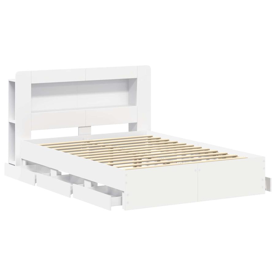 Bedframe met opslag Wit 150 x 200 cm Bewerkt hout