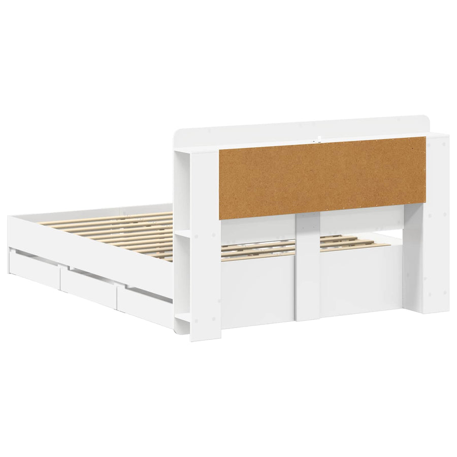 Bedframe met opslag Wit 150 x 200 cm Bewerkt hout