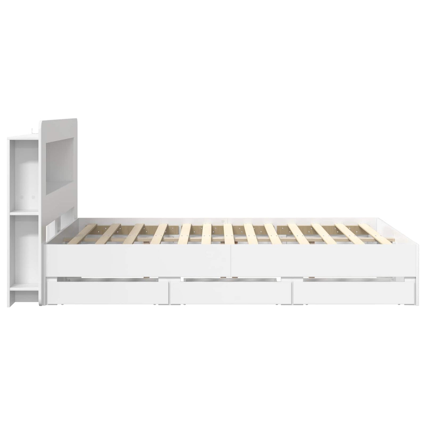 Bedframe met opslag Wit 150 x 200 cm Bewerkt hout