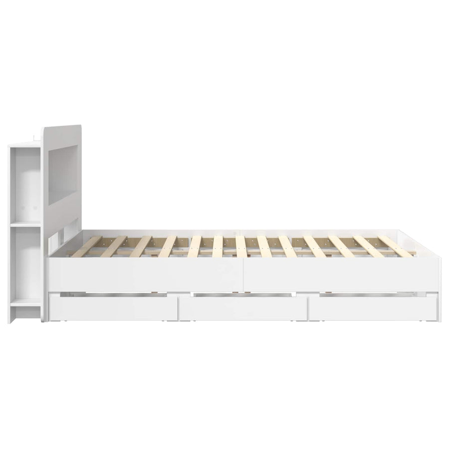 Bedframe met opslag Wit 150 x 200 cm Bewerkt hout
