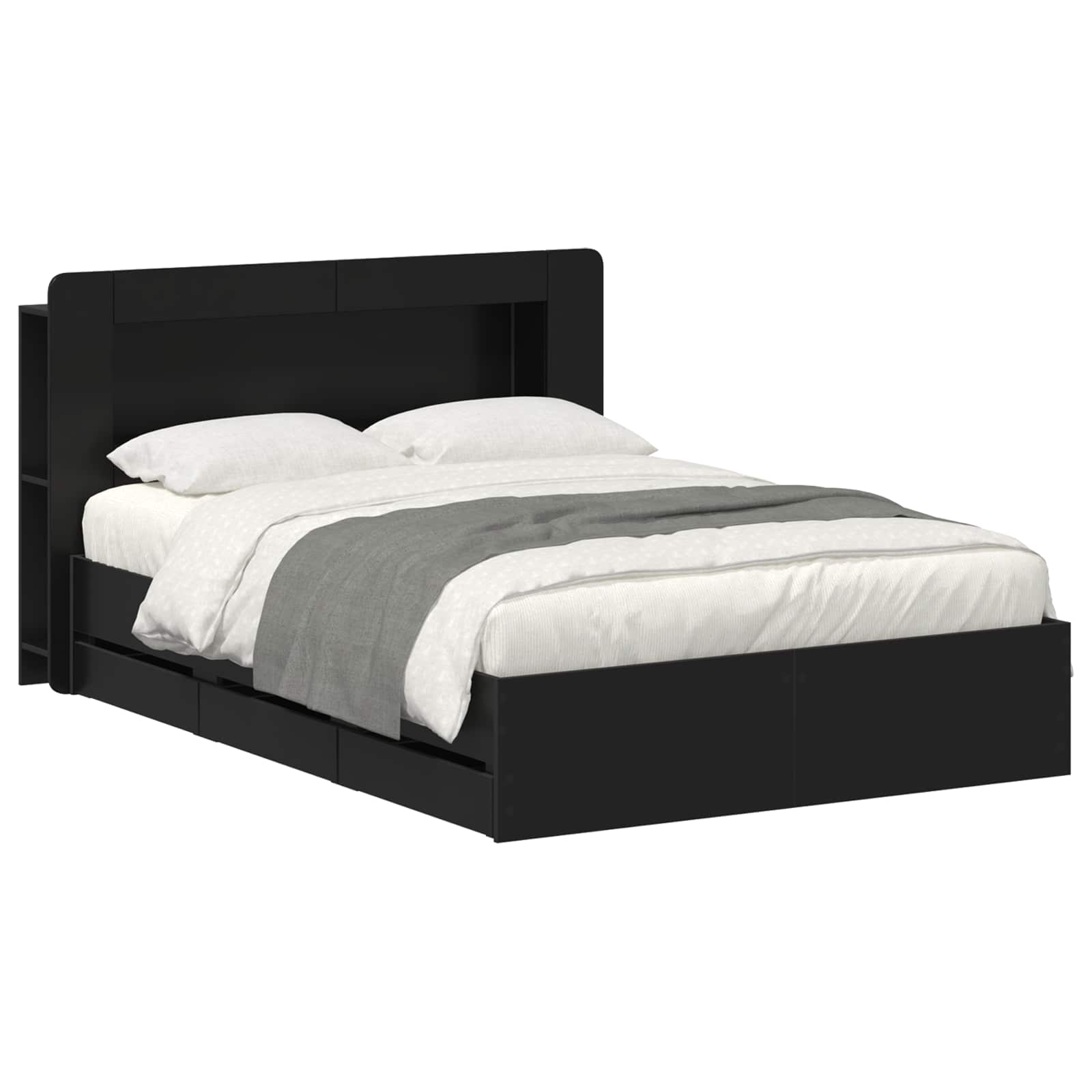Bedframe met opslag Zwart 160 x 200 cm Bewerkt hout