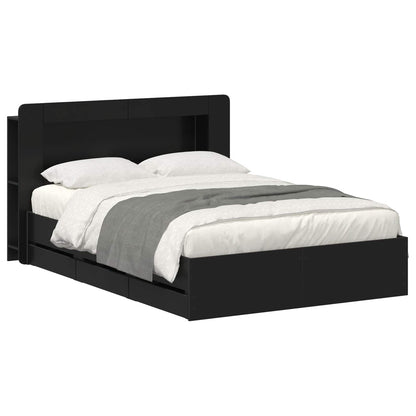 Bedframe met opslag Zwart 160 x 200 cm Bewerkt hout