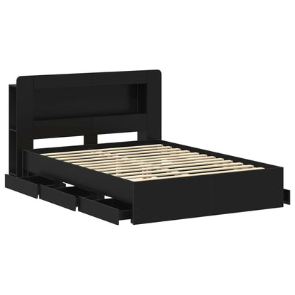 Bedframe met opslag Zwart 160 x 200 cm Bewerkt hout