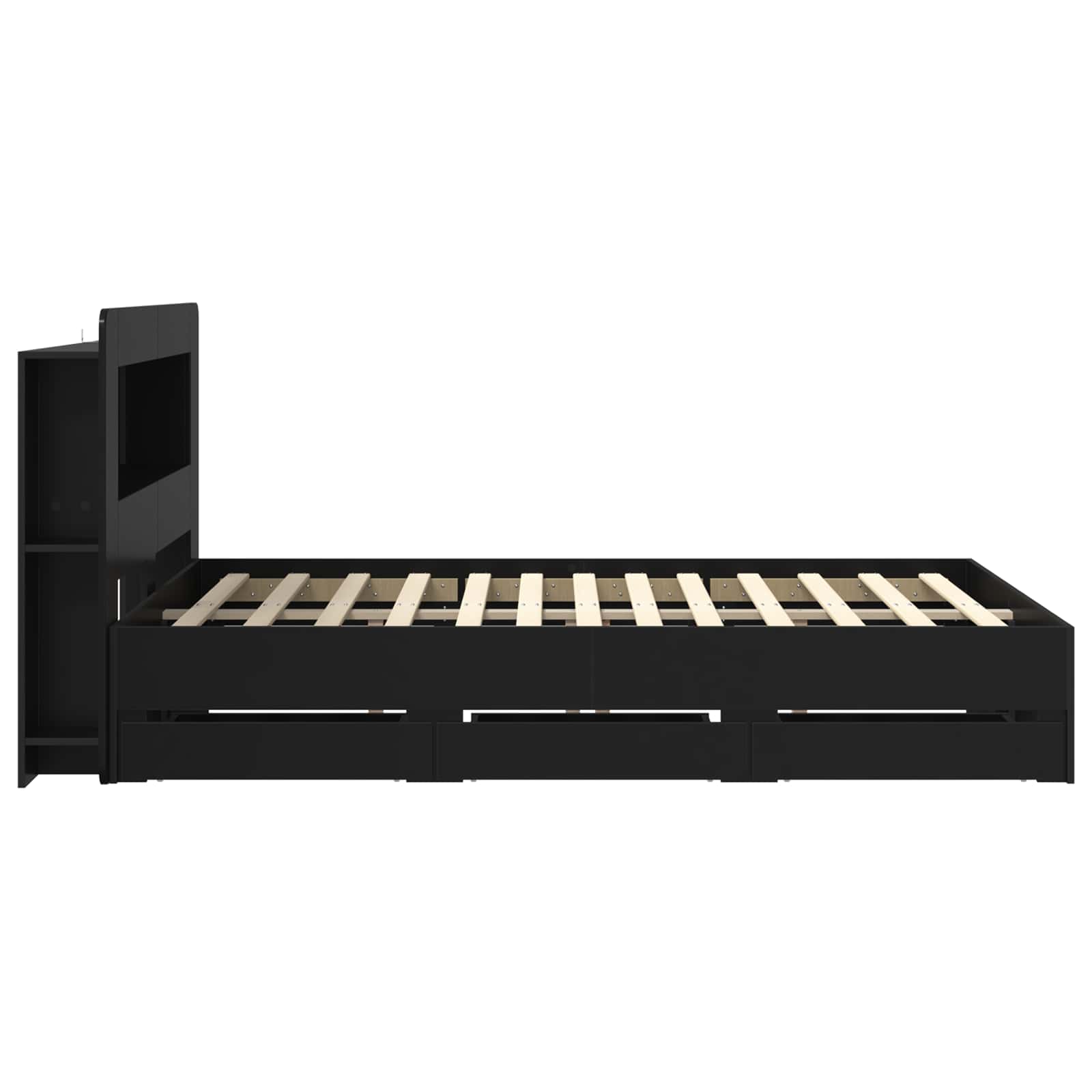 Bedframe met opslag Zwart 160 x 200 cm Bewerkt hout