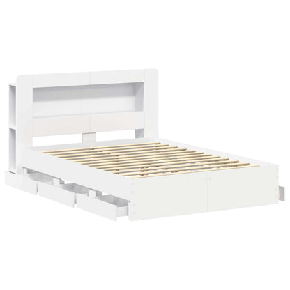 Bedframe met opslag Wit 160 x 200 cm Bewerkt hout