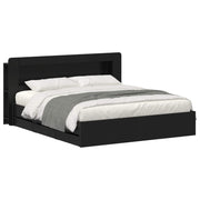 Bedframe met opslag 180x200 cm zwart bewerkt hout