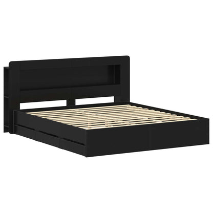 Bedframe met opslag Zwart 180 x 200 cm Bewerkt hout