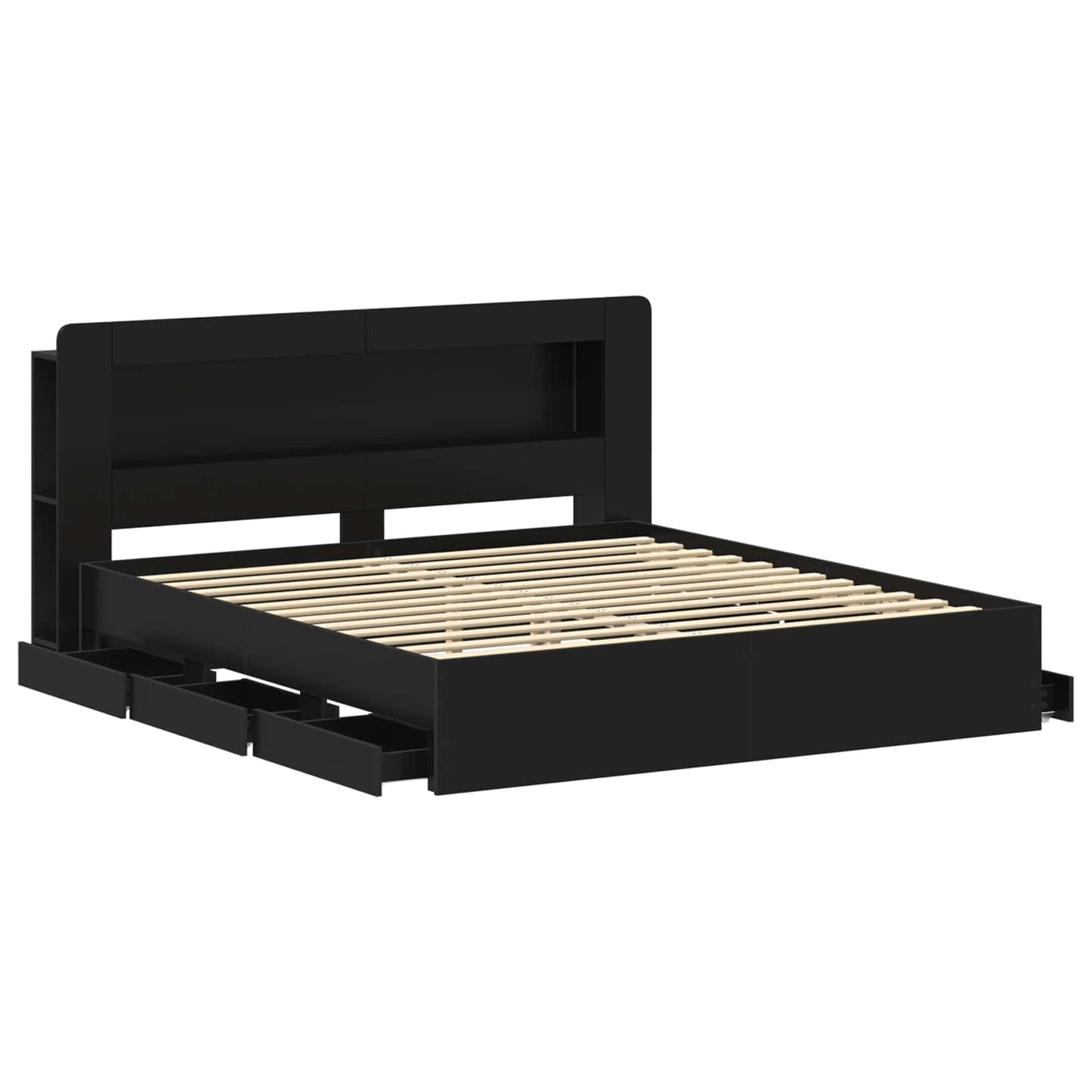 Bedframe met opslag Zwart 180 x 200 cm Bewerkt hout