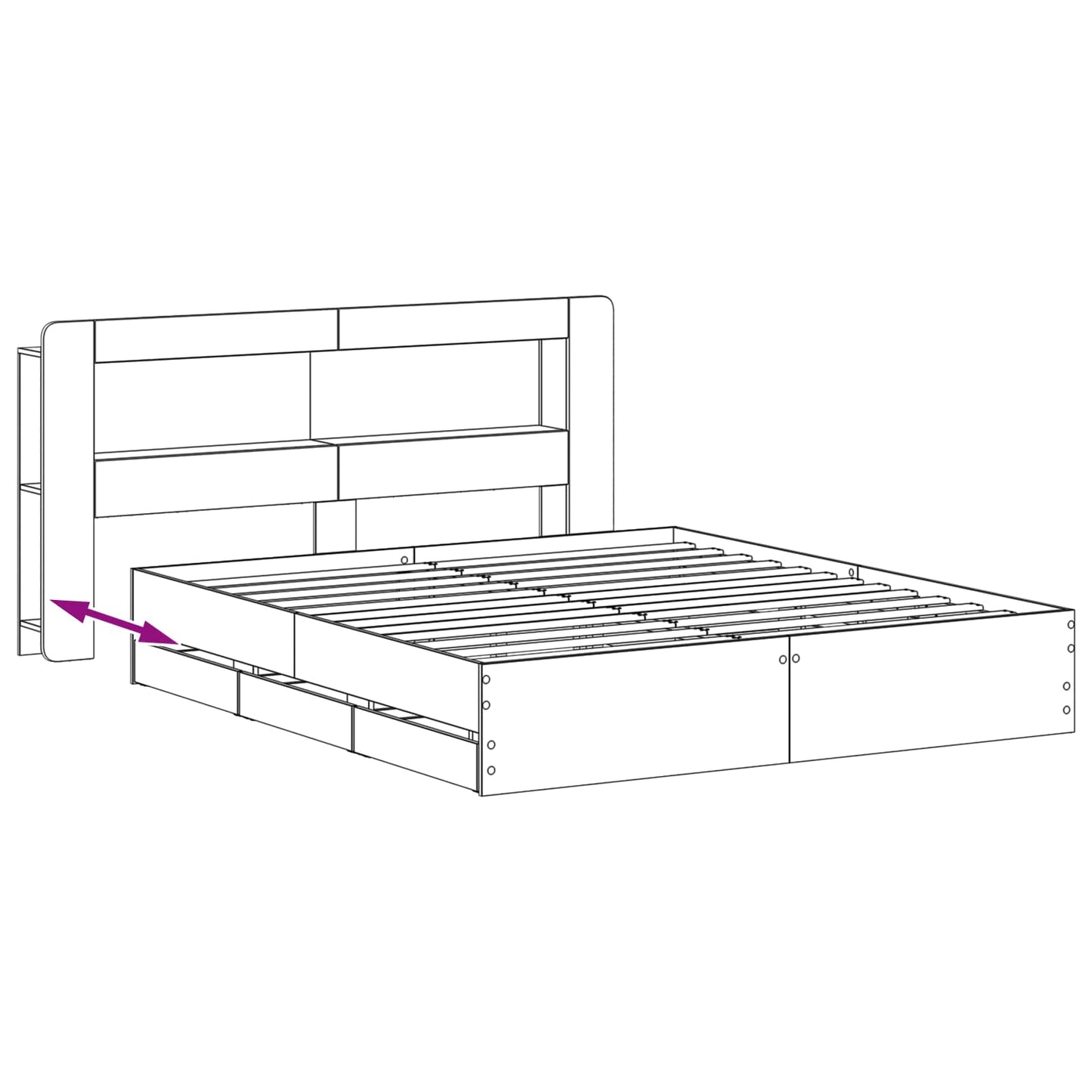 Bedframe met opslag Zwart 180 x 200 cm Bewerkt hout