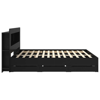 Bedframe met opslag Zwart 180 x 200 cm Bewerkt hout