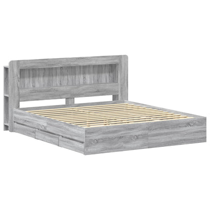 Bedframe met opslag Grijs Sonoma 180 x 200 cm Bewerkt hout
