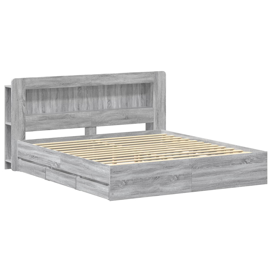 Bedframe met opslag Grijs Sonoma 180 x 200 cm Bewerkt hout