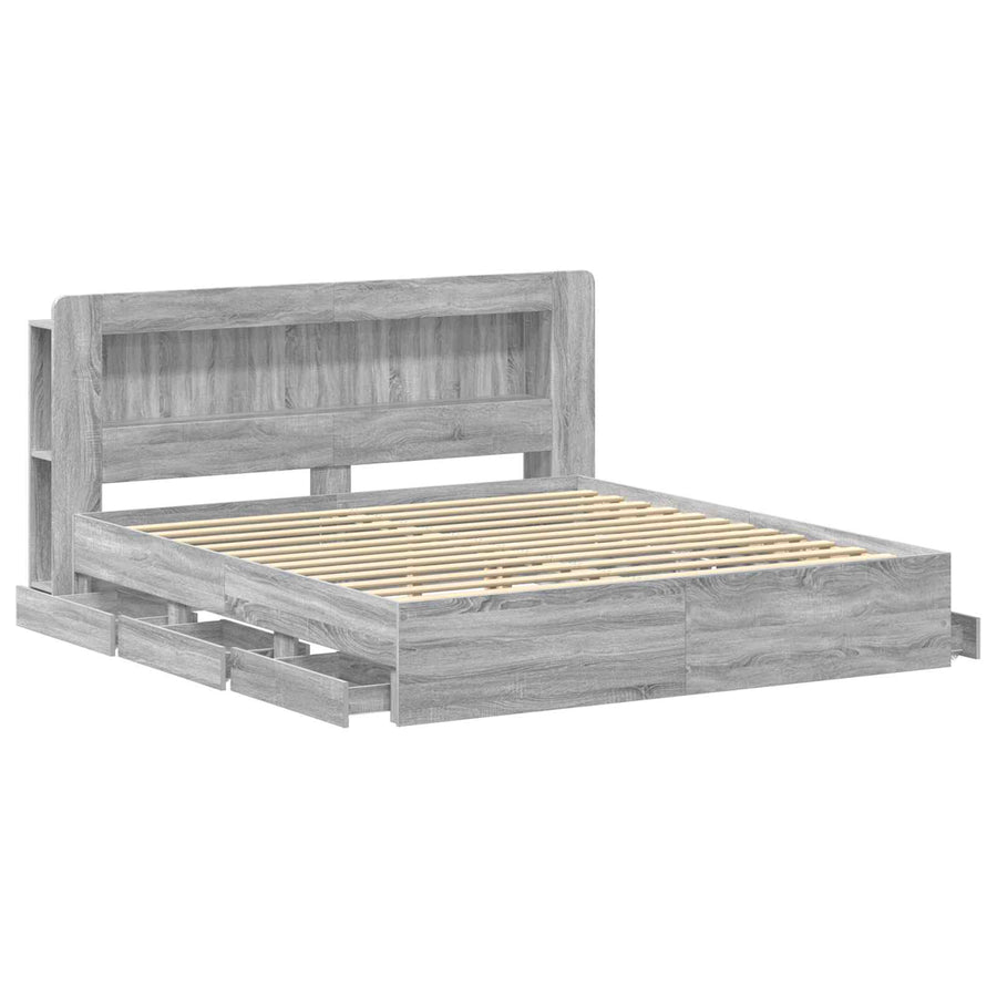 Bedframe met opslag Grijs Sonoma 180 x 200 cm Bewerkt hout