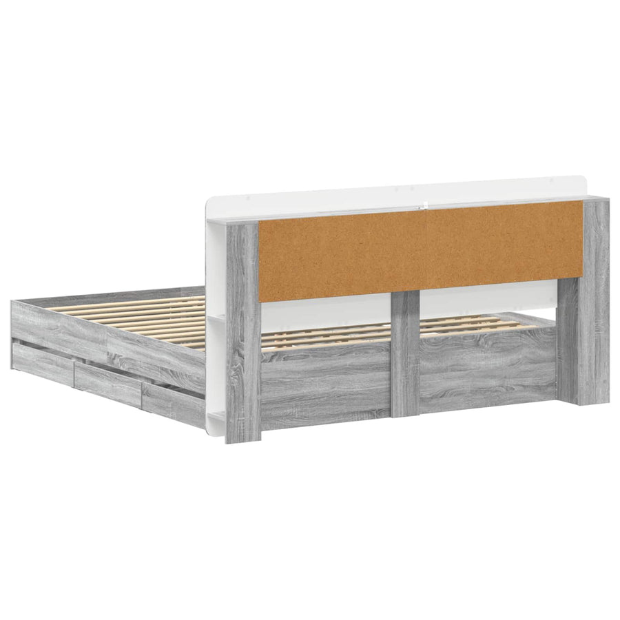 Bedframe met opslag Grijs Sonoma 180 x 200 cm Bewerkt hout