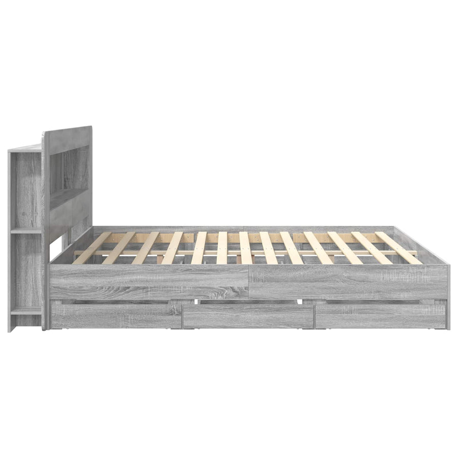 Bedframe met opslag Grijs Sonoma 180 x 200 cm Bewerkt hout