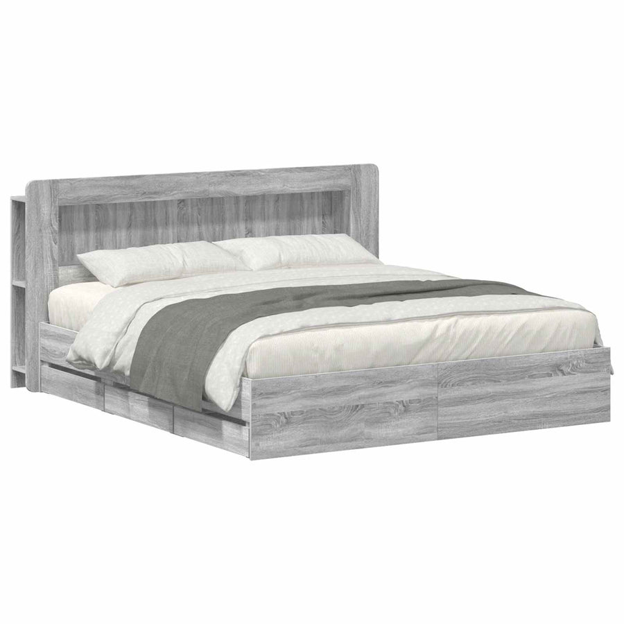 Bedframe met opslag Grijs Sonoma 200 x 200 cm Bewerkt hout