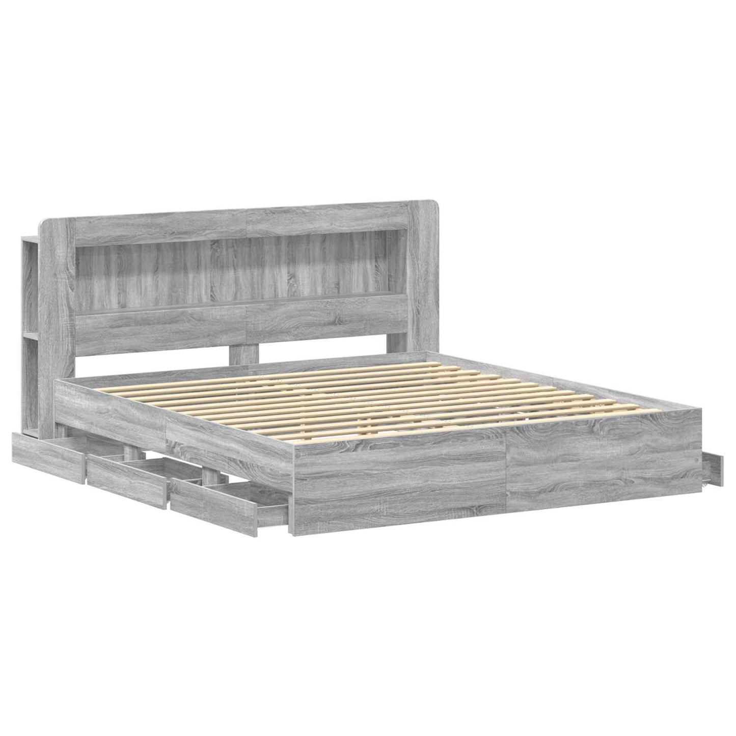 Bedframe met opslag Grijs Sonoma 200 x 200 cm Bewerkt hout