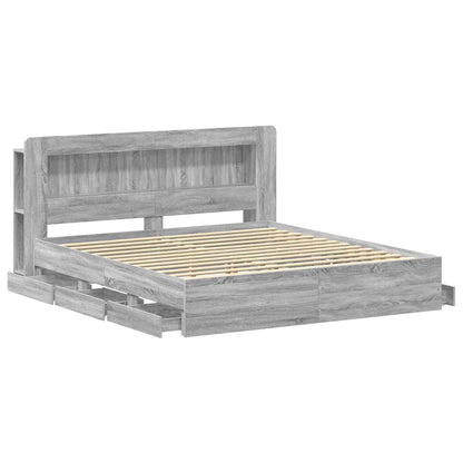 Bedframe met opslag Grijs Sonoma 200 x 200 cm Bewerkt hout
