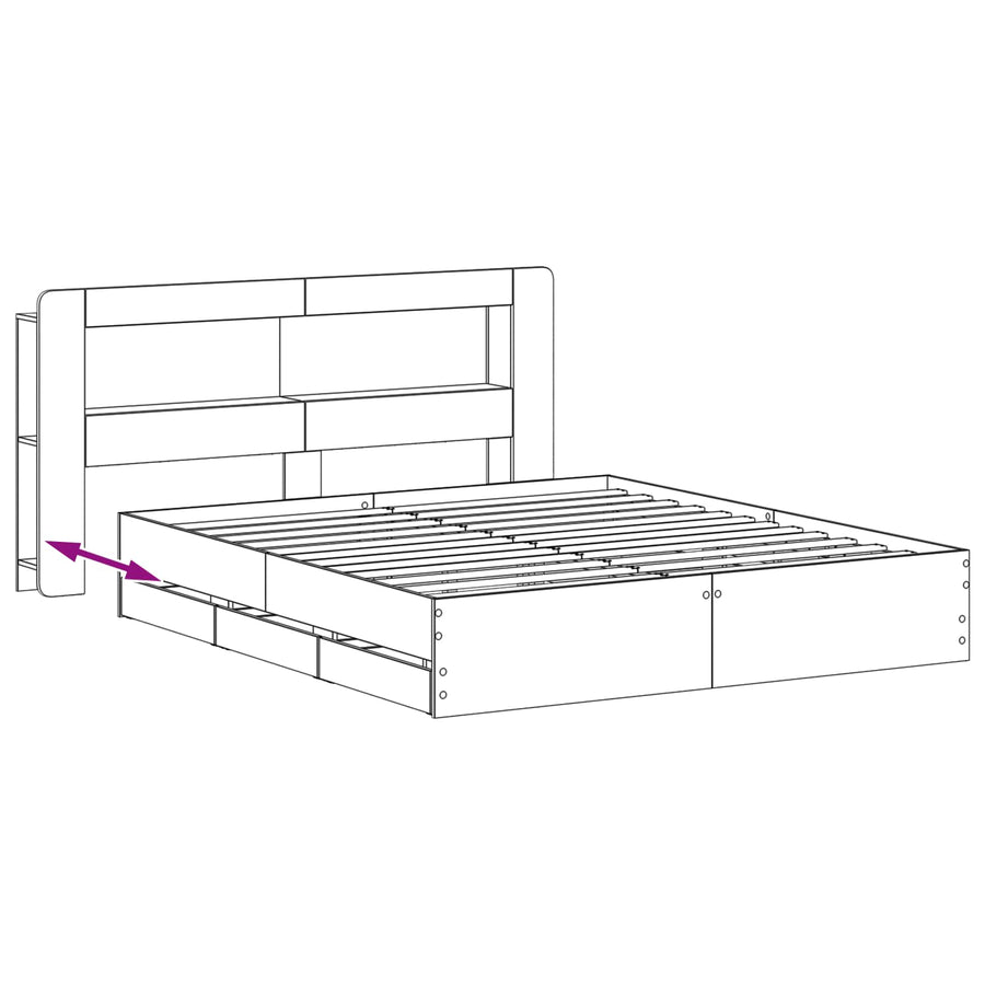 Bedframe met opslag Grijs Sonoma 200 x 200 cm Bewerkt hout